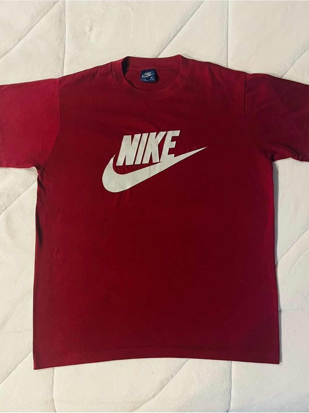 Vintage 80s Maroon Nike Logo Blue Tag T-Shirt Men’s Size Medium